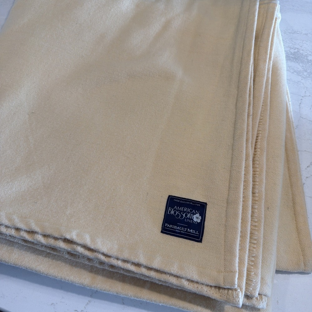 Faribault Mill Commission By American Blossom Linens 100% Wool Blanket  Queen